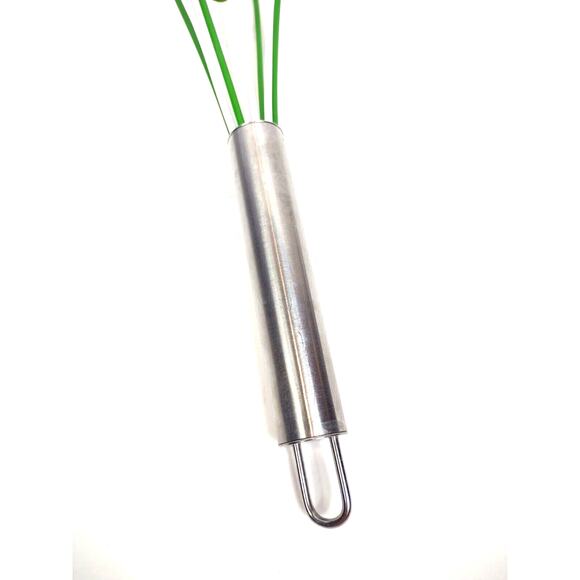 Festive Holiday Silicone Whisk White and Green Christmas Tree Stainless Handle - Picture 5 of 5